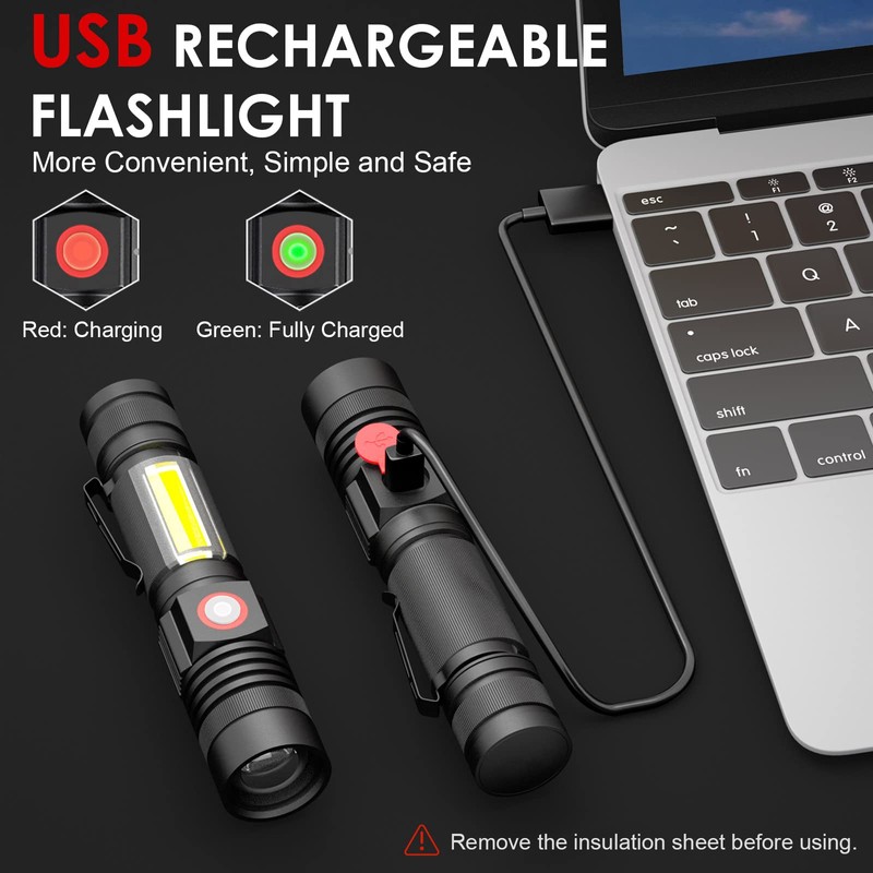 Small Flashlight Rechargeable, Magnetic LED Flashlight, 1000 Lumens Super Bright