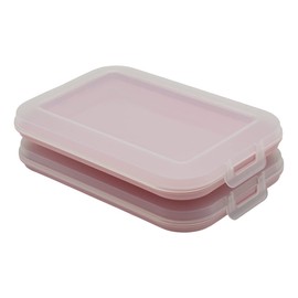 Set of 2 Cold Meat Tins with Integrated Serving Plate, Food Storage Box, Food Container, Cold Meat Box, Stackable, BPA-Free, Kitchen Supplies, Plastic, Pink