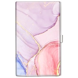 Swooflia Business Card Holder Case Wallet for Women Metal Marble Slim Pocket Purse Square Card Cases Cute For Realtors Real Estate Agents