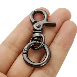 [FUSSED] 2pcs Lever Nascan Rotating Key Chain Swivel Snap Hook Purse Clip Split Key Ring Swivel Hook for Bag, Lobster Buckle Crafts Accessories, Black