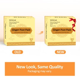 TEWEAE 2 in 1 Ginger Foot Pads, 40Pads Tear and Use, Premium Natural Ingredients Ginger Powder, Bamboo Vinegar FootPads with ''Stay in Place'' Adhesive Pads Sheet