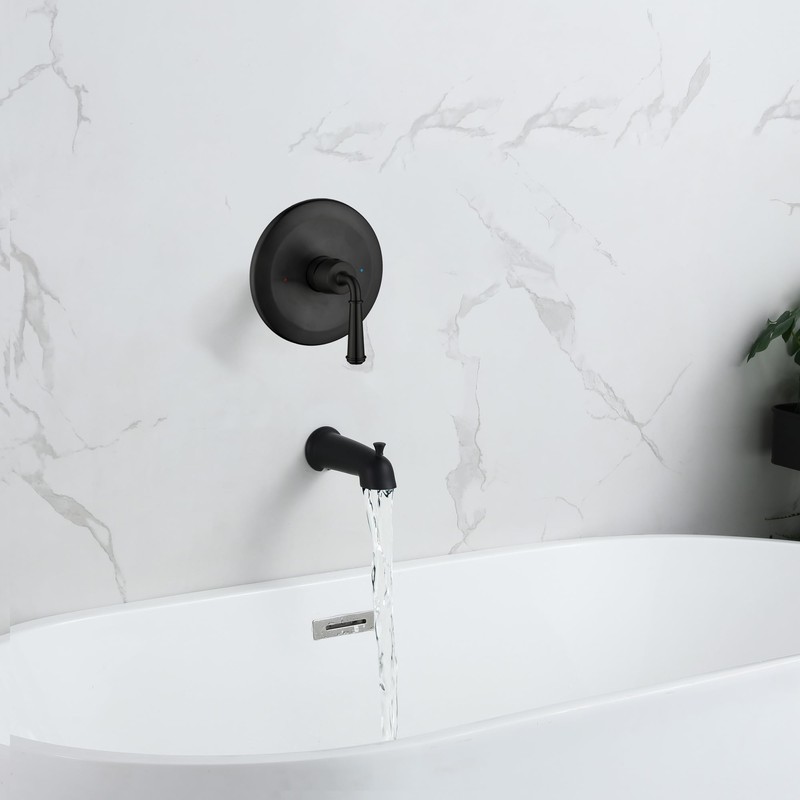 BEIYI Matte Black Shower Handle Valve, Single-Handle Bathroom Control Valve