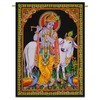 Lord Krishna Indian Decor Cotton Tapestry Poster Size Black Wandbehang