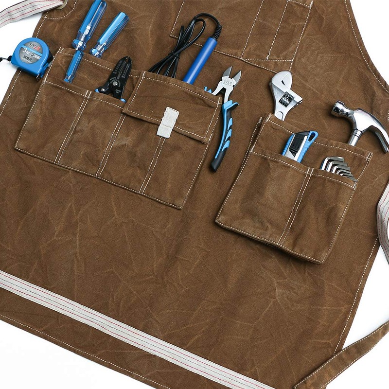 Jeanerlor Waxed Canvas Work Apron for Women with 11 Pockets