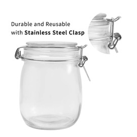 Betrome 25 OZ Glass Jar 6 Pack with Airtight Rubber Gasket Lid Reusable Storage Jar for Jam, Coffee, Tea,Honey, Beans, Spice