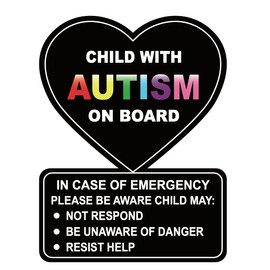 4x5.25 inch 5 PCS Child with Autism on Board Sticker Removable Adhesive Stickers