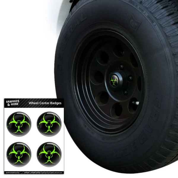 Unbranded Zombie Outbreak Response Vehicle Biohazard Green Tire Wheel Center