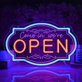 Britrio LED Open Sign for Business Bright Open Neon Sign Light for Bar Pub Cafe Restaurants Barber Shops SPA Gyms Window Display Wall Storefront Decor 5V USB Powered with Dimmer Switch Blue Orange