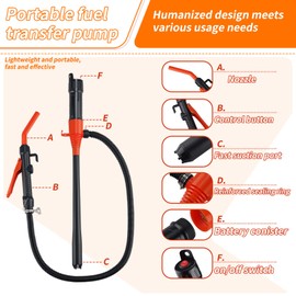 Portable Power Battery Pump Battery Operated Electric Siphon Pump with Nozzle Water Transfer Pump Liquid Water&Fuel Transfer Pump 2.2GPM Multi Purpose Gas Pump for Fuel, Diesel, Water Transfer