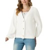 GRECERELLE Women's Chunky Open Front Long Sleeve V-Neck Button Knit