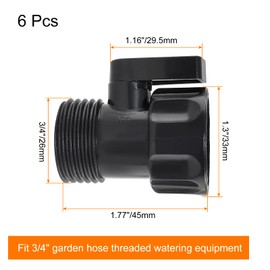 Rierdge Plastic Garden Hose Shut Off Valve, 6 Pack 3/4'' Standard Water Shutoff Valve Shut-Off Ball Valve Standard Thread Connector Coupling