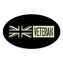 CafePress British Military: Veteran (Black Fl Oval Car Bumper Sticker