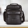 Business Shoulder Bag Black Cowhide Metal Zippers Large Capacity Business