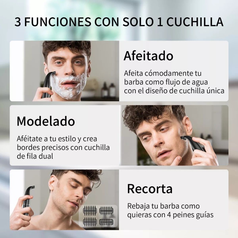 Kensen Rasuradora Eléctrica Barba Y Pelo Corporal Con Peines Guías
