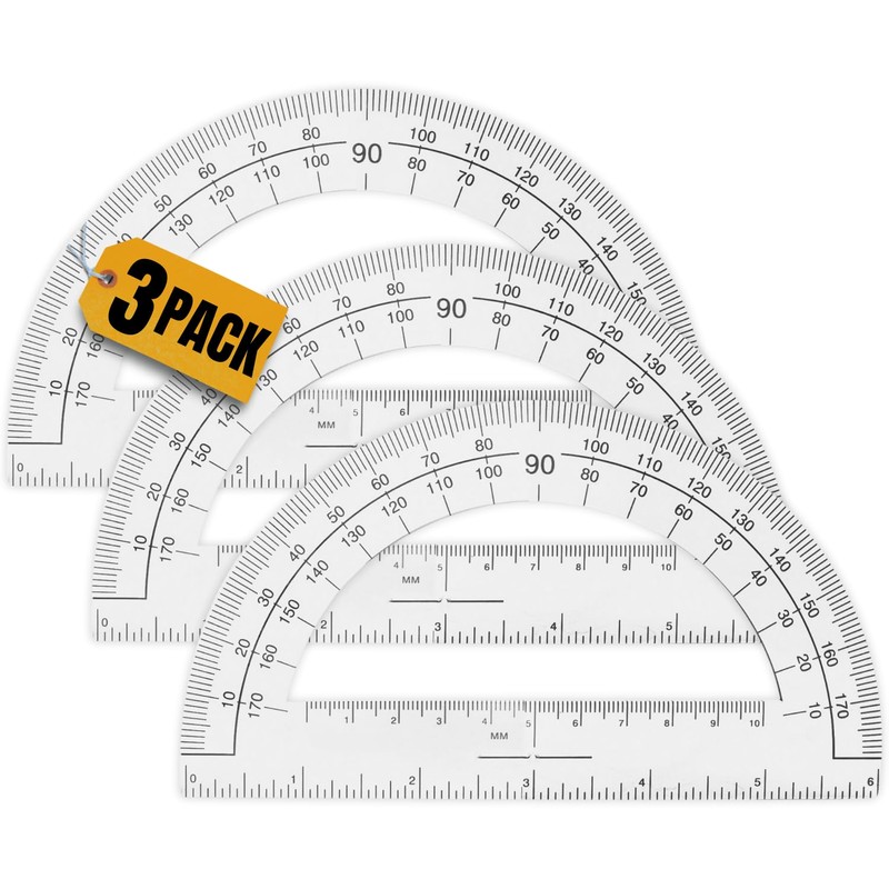 1InTheOffice Plastic Protractor, Math Protractors, Protractor for Geometry, 180 Degrees