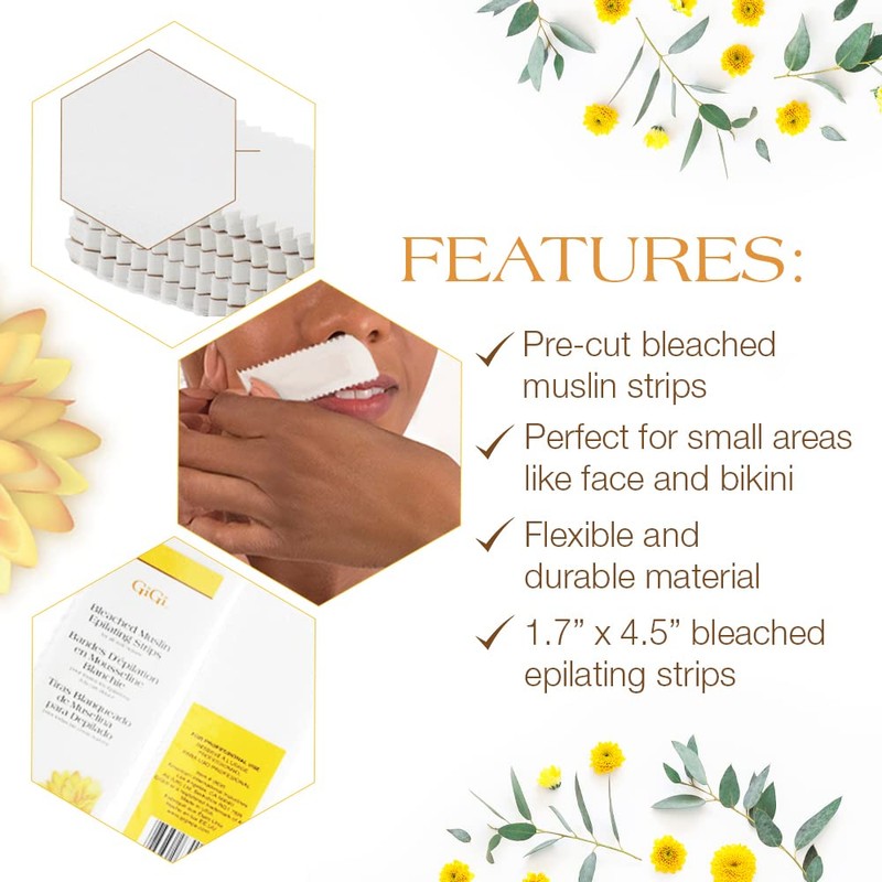 GiGi Bleached Muslin Wax Strips for Waxing – 100 Count