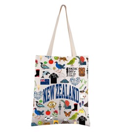 FEELMEM New Zealand Travel Gift, New Zealand Travel Bag, New Zealand Holiday, Reusable Shopping Bag, New Zealand Lovers Gift, beige
