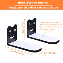 Suixing Sound Bar Mounts Universal Soundbar Wall Mount Bracket Kit for Most of Soundbars Wall Mount Shelf Mounting Brackets(4.72 INCH)