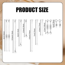 6pcs Necklace Extension Chain, Premium Copper Jewelry Extender with 6pcs Magnetic Clasp Adjustable Chain Extension for Women for Jewelry Bracelet Anklet Making Supplies(Silver)