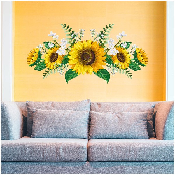 Sunflower Wall Decal - 12 X 24Inch Waterproof Sunflowers Stickers