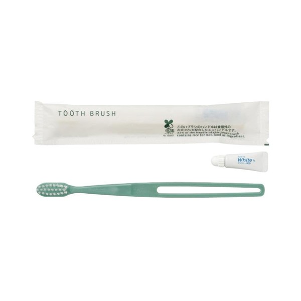 Biomass Series Eco Disposable Toothbrush Set, Made in Japan (50 Pieces, Green)