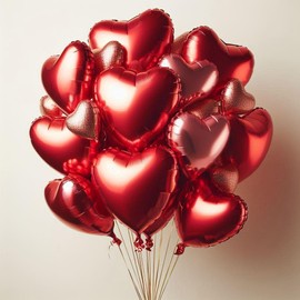 Red Heart Shape Foil Mylar Balloons Red 18 inch for Birthday Party Decorations, Wedding Decor, Engagement Party, Holiday,Baby shower