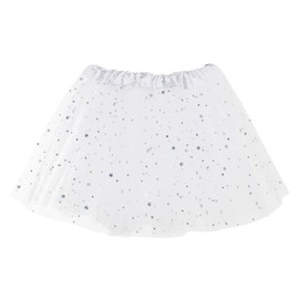 Sibba Sparkle Tutu Skirt Princess Ballet Dance Skorts 3 Layered Tulle Sequin Star Skirts Role-Playing Easter Day Cosplay Christmas Parties for Girls Toddler 2-7 Years Sports Outdoor Clothing (White)