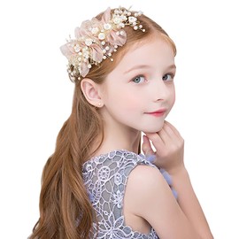 Samcos Children's Hair Ornament, Leaf Pearl, Flower Motif, Headband, Wedding Headdress Recitals, Hair Accessories, Weddings, School Entrance Ceremonies, Graduation Ceremonies