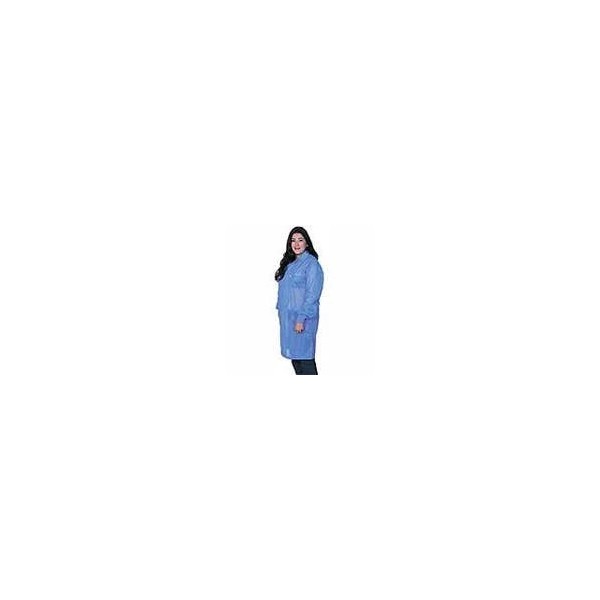 Desco 73613 Statshield ESD Smock, Lab Coat, Knitted Cuffs, Blue,Large