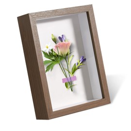 5x7 Shadow Box Frame Display Case with Real Glass,Display Case Box for Memorabilia,Wedding Memories,Pins,Awards,Crafts,Tickets and Photos(Walnut Color,Rjgyxq)