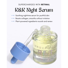 Undefined Beauty NEW R&R Night Serum Retinal Face Oil (retinaldehyde) with Blue Tansy, Tamanu, Bakuchiol, Squalane, Borage, Rosehip to repair and smooth for youthful skin, 1oz