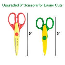 Decorative Paper Edge Scissor Set –5'' Colorful Paper Edger Scissors Great for Kids, Teachers, Crafts, Scrapbooking, DIY Projects and Kids Crafts, Set of 6 (5inch)