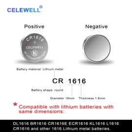 CELEWELL CR1616 5 Pcs 3V Lithium Battery【5-Year Warranty】