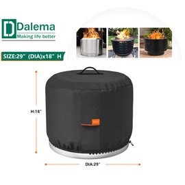 Dalema Round Fire Pit Cover,Outdoor 600D Heavy Duty Waterproof Tear-Resistant Yukon 27 Inch Firepit Covers,Patio Weatherproof Fire Table Cover for Solo Stove Yukon,Black.