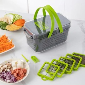 Generic 22 in-1 Pro-Vegetable Chopper, Multifunction Fruit and Vegetable Cutter, Dicer, Slicer, and (All in One) Product, SMALL, Green
