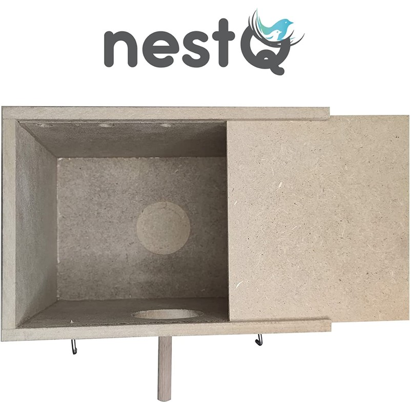 Budgie Nest with Shavings for the Bed, Wooden Bird House