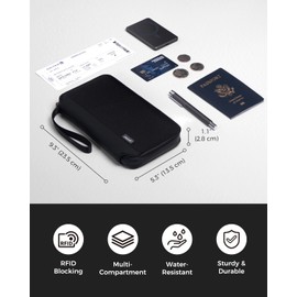 pack all Travel Passport Holder with RFID Blocker, Water-Resistant Passport Wallet with Wrist Strap, Multiple Family Airplane Document Organizer for Cards, Boarding Pass, ID, Cash, Tickets