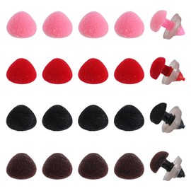 GORGECRAFT 1 Box 40Pcs 4 Colors Plastic Safety Noses Animal Doll Craft Triangle Crochet Dog Teddy Bear Flocking Nose with Washers Dolls Making Supplies for Amigurumi Puppet Plush Stuffed Animals, 11mm