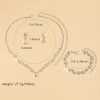Joyería Juego De Collar Pulsera Pendientes Para Novia Mujer Plateado