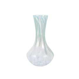 Vietri Nuvola Small Fluted Vase Handblown Elegant Design Glass Decorative Accent Centerpiece - 7.5 Inch Light Blue White