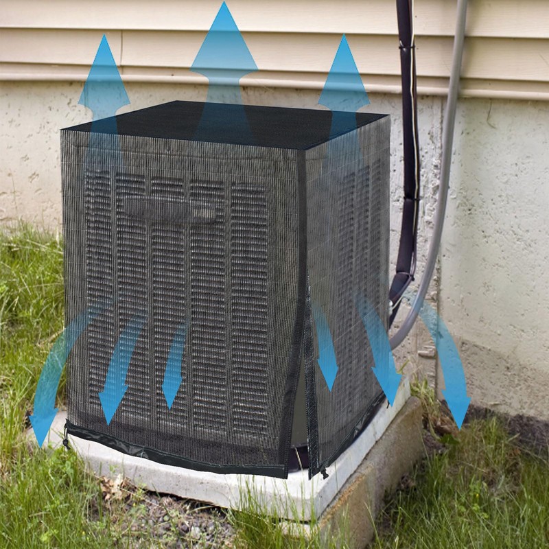 Qualward Full Mesh Central Air Conditioner Cover with Detachable Top,