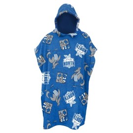 AFL North Melbourne Kangaroos Junior Youths Kids Hooded Beach Towel, Royal Blue White, 80 x 80cm