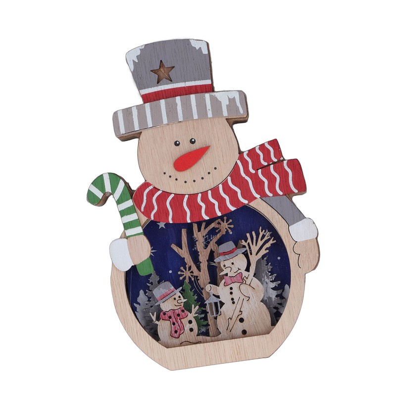 Luminous Christmas Ornament LED Light Emitting Wooden Christmas Decorations Ornaments