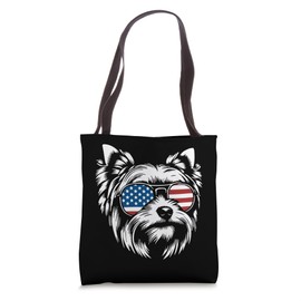 American Flag Yorkshire Terrier Dog Yorkie Graphic Design Tote Bag