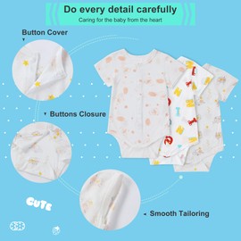 COOKY.D Baby Girl Short Sleeve Bodysuits 3 Pack Newborn Vest 12-24 Months Infant Pajamas Summer Sleepsuit