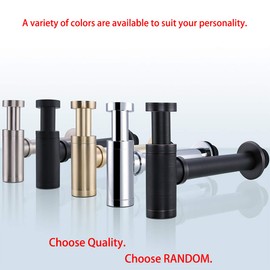 RANDOM Brass Contemporary Round Bottle P Trap 1 1/4,Basin Sink Waste Drain P Trap Kit (Matte Black)