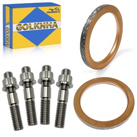 GOLKNHA Titanium Studs Nut Donuts Gaskets Ti Head Pipe Stud Kit for Yamaha Grizzly Raptor Rhino 700 700R OEM# 3YF-14613-01-00 95612-08625-00 95702-08500-00