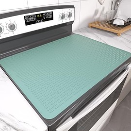 Stove Top Cover for Electric Stove- Range Covers for Electric Stove,Silicone XXL Dish Drying Mat, Glass Cooktop Covers, Flat RV Range top Mats (Gray, 30"x21")