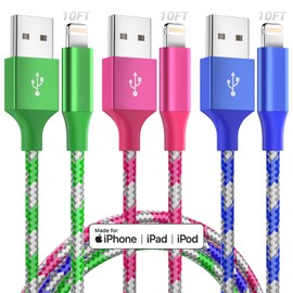 Phone Charger Fast Charging 3 Pack 10 FT Cable Phone Charger Cable Nylon Braided Long Phone Cord Compatible with Phone 14 13 12 11 X Pro Max Plus SE and More