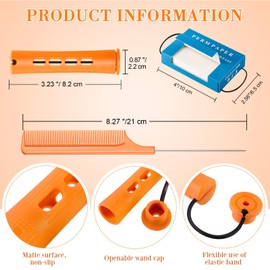 WILLBOND 48 Pcs Hair Perm Rods Plastic Cold Wave Rod Curlers, 350 Pcs Perm Paper, 2 Pcs Rat Tail Comb 6 Pcs Clip for Hairdressing Styling(Orange)